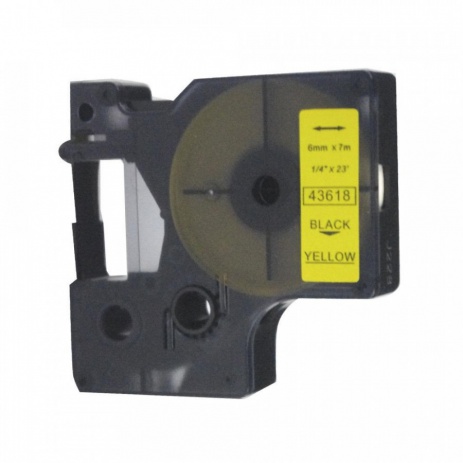 Dymo 43618, S0720790, 6mm x 7m, černý tisk / žlutý podklad